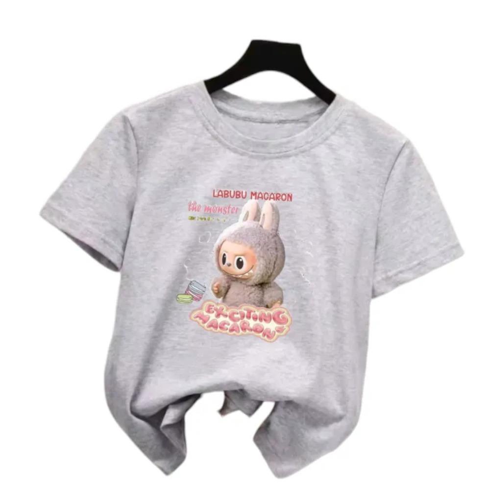 New Labubu Children's T-shirt LABUBU Ugly and Cute Pattern Girl Round Neck Short Sleeve Casual Versatile Clothing