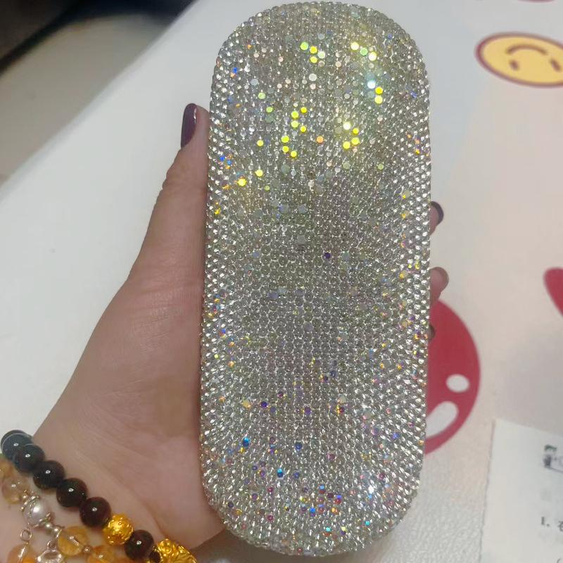 Luxury Diamond Glasses Case Women Fashion Glitter Reading Myopia Sunglasses Protector Cover Pressure Glasses Storage Box