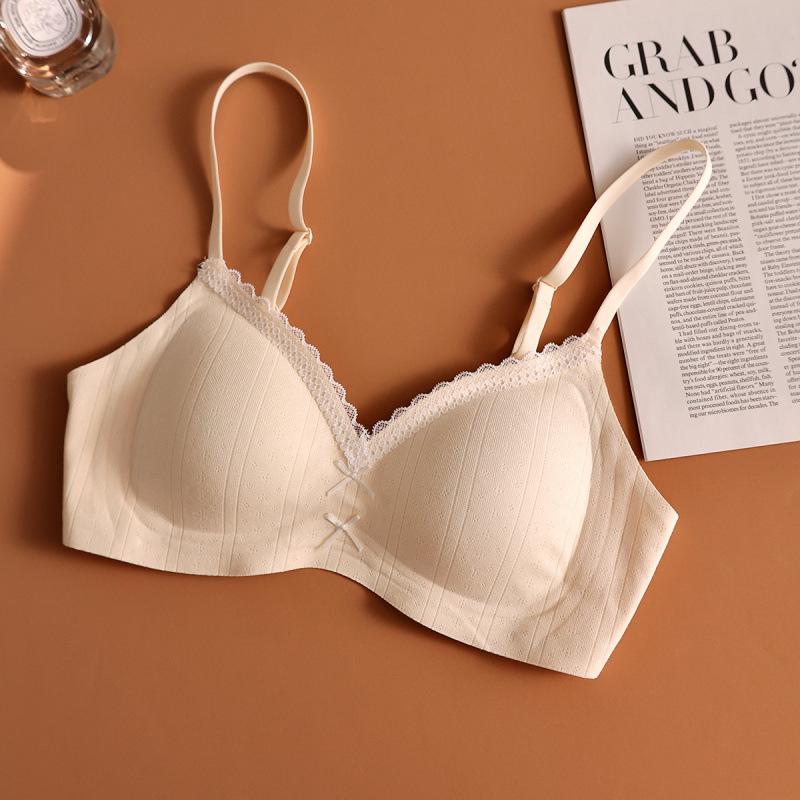 Women's Wire-Free Push-Up Lace Bra - Breathable, Anti-Sagging, Side Support for Small Busts