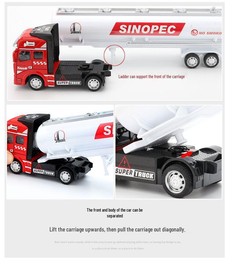 Kids' Pull-Back Alloy Container Transport and Tanker Trailer Truck Toy Model
