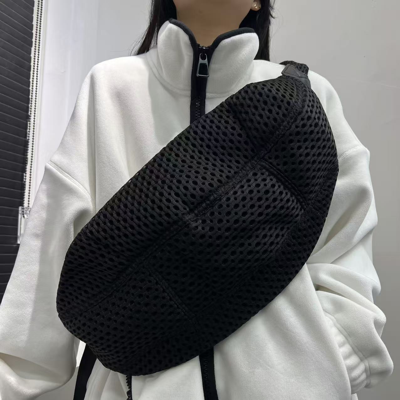 Ladies Mesh Casual Oblique Span Bag, Lightweight And Versatile Simple Shoulder Oblique Span Bag чёрный