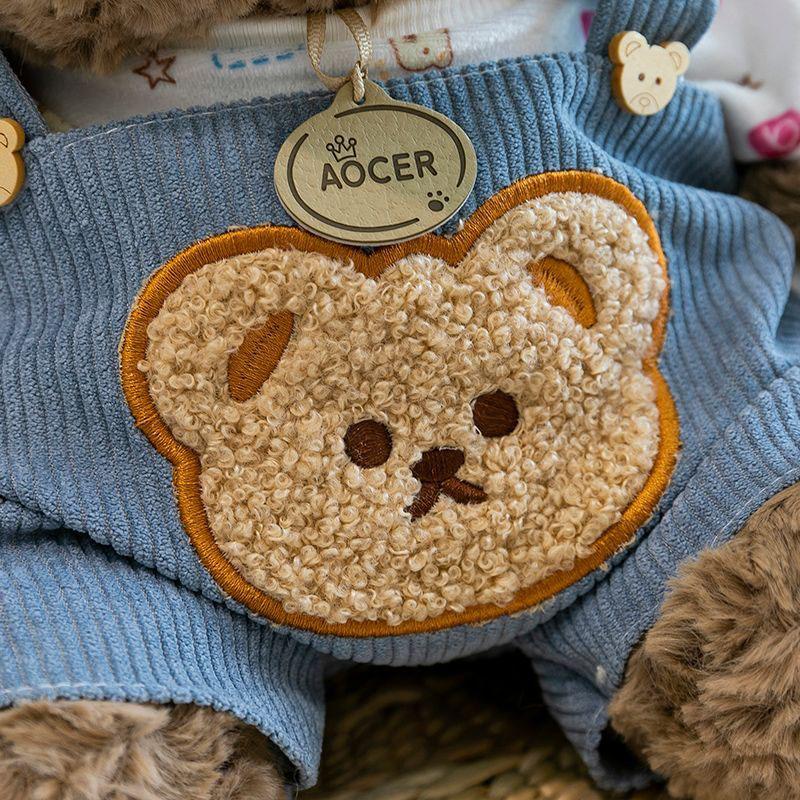 Cute Teddy Squishy Plush Toy Soft Fluffy Brown Bear Stuffed Animal Removable Clothes Plushie Doll Kawaii Pillow For Gift Fluffy