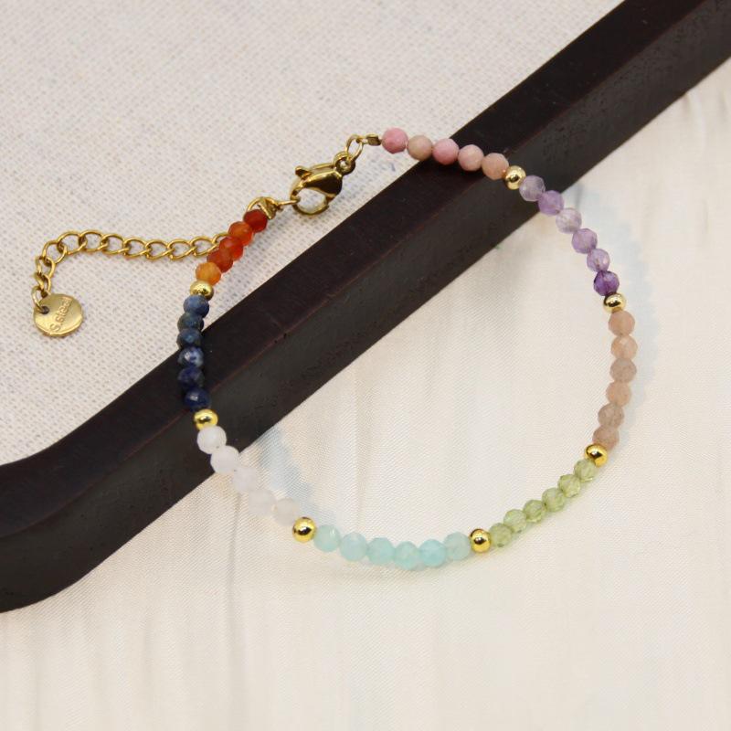 Stylish High-End Natural Stone Beaded Couple Bracelet with Titanium Steel Design