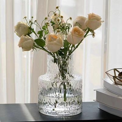 Jarrón de Vidrio Texturizado Estilo Retro Nórdico, Botella de Vidrio, Maceta, Tanque de Vidrio Hidropónico, Arreglo Floral, Jarrón de Mesa