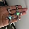 Cross Pendant Necklace Punk Choker Luminous Stone Necklace Hip Hop Clavicle Chain Necklace Gothic Jewelry for Egirl Eboy