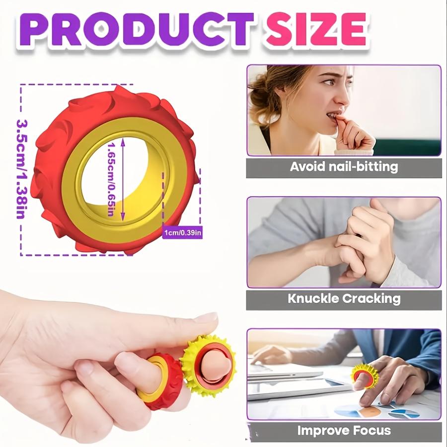 Kids Spinning Sensory Ring Set, Gyro Fidget Spinner Toy, Rotating Sensory Finger Stress Relief Toy for Children