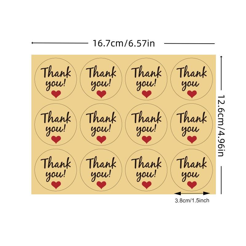 120 Stickers Kraft Paper Thank You Stickers3.8cm Thank youSealing Sticker Adhesive Label Stickers