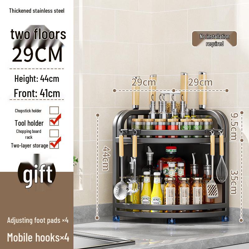 Modern 2-Tier Corner Kitchen Shelf