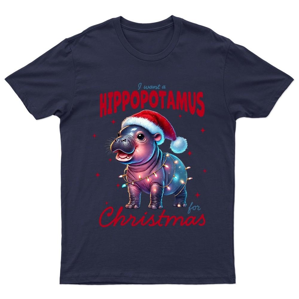 

I Want A Hippopotamus For Christmas Holidays Tee Men Women Graphic Top Unisex T-Shirt XXXXL