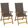 VidaXL Set of 2 Reclining Garden Chairs with Cushions, Patio Seats, Dining Chairs, Patio Furniture 3064067