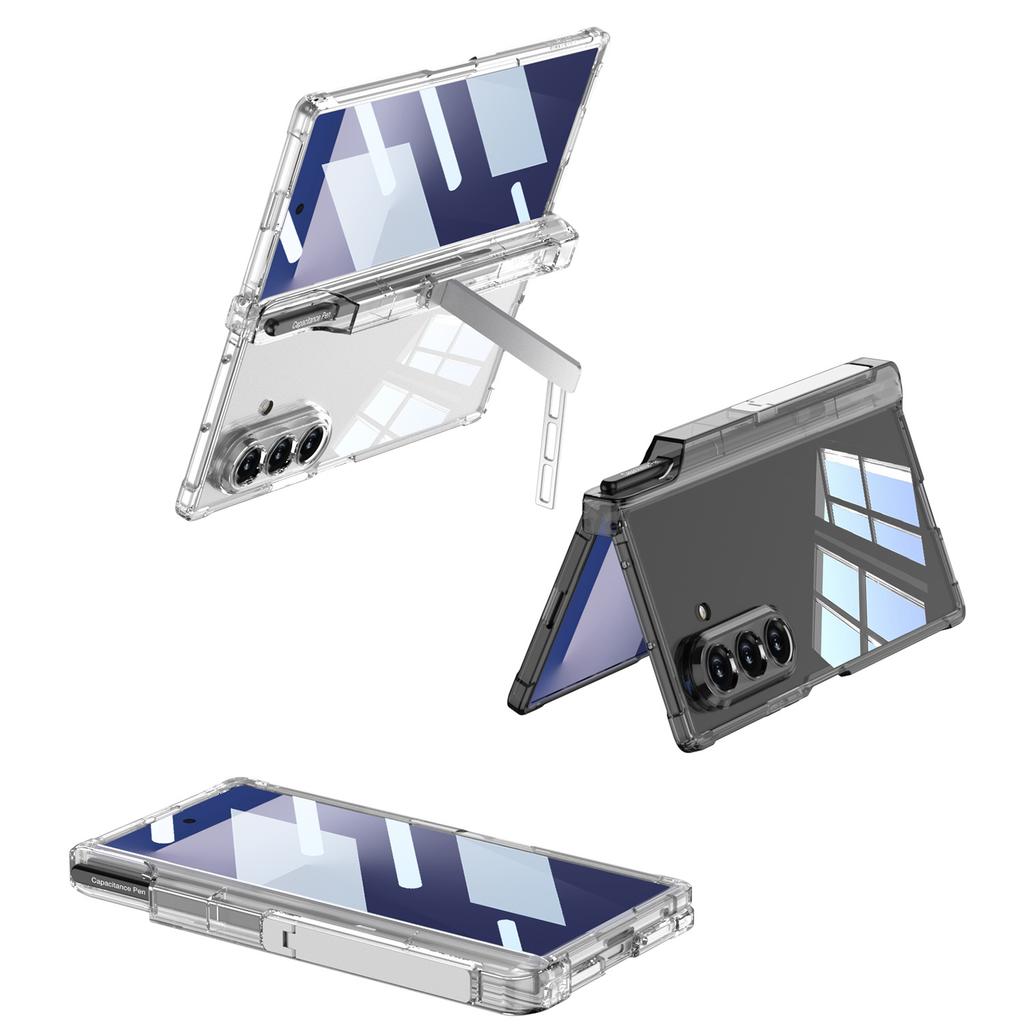 Samsung Zfold7 Mobile Phone Case with Pen Shaft Bracket Full Enclosure Membrane Airbag Anti Fall Transparent Protective Cover