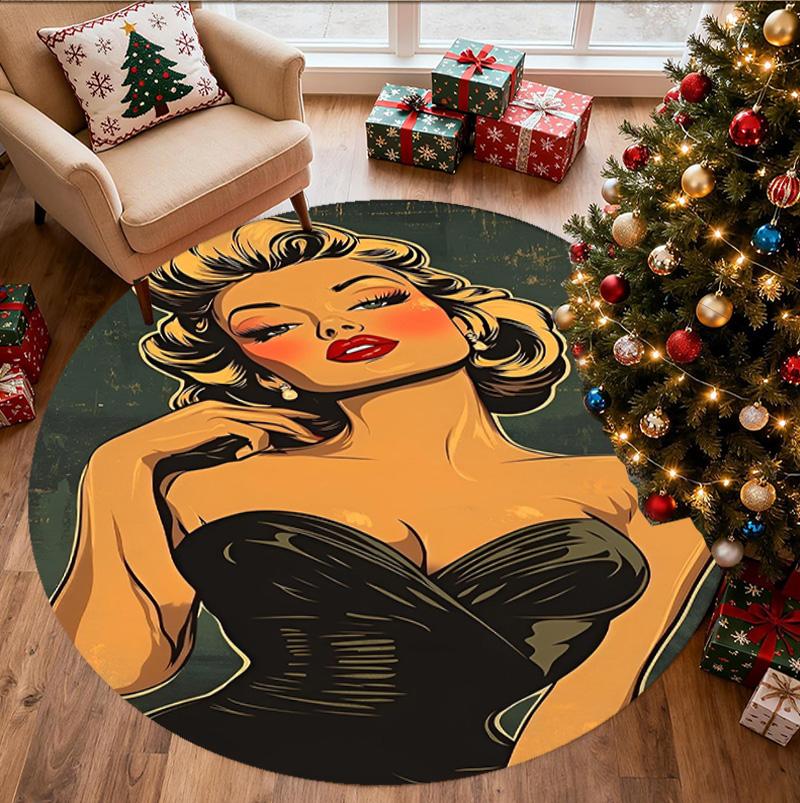 Runder Teppich mit Marilyn Monroe Muster, Innen-/Außenmatte, für Picknick, Spielzimmer, Schlafzimmer, Büro, Wohnzimmer, Heimdeko Teppich, Geburtstagsgeschenk
