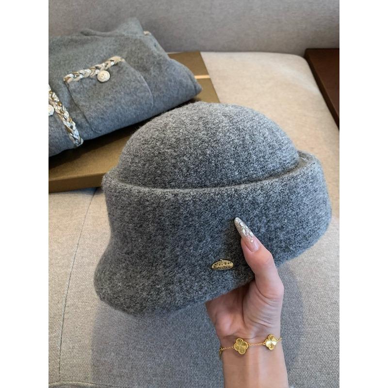 Elegant Woolen Equestrian Hat for Women Autumn and Winter British Style Retro Versatile Hat with Face  Small Fashion and Temperament