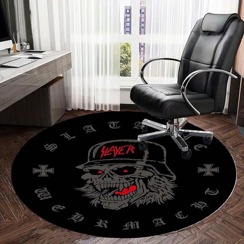 1pc Skull with hat and red eyes, Round carpet, Made of Polyester,Perfect for Decorating Office Chairs, Living Rooms,Vibrant Decorative Rug