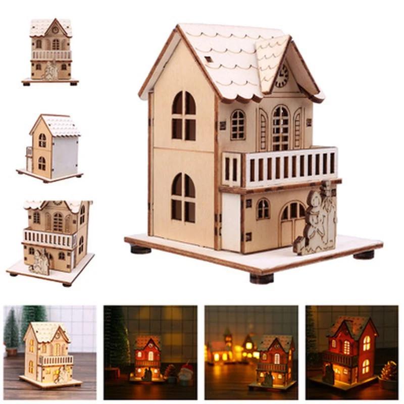 Luce LED per Festival Decorazione in Legno Casa Decorazioni Albero di Natale per Decorazione Casa Casa in Legno Regalo Fai da Te Decorazione Finestra