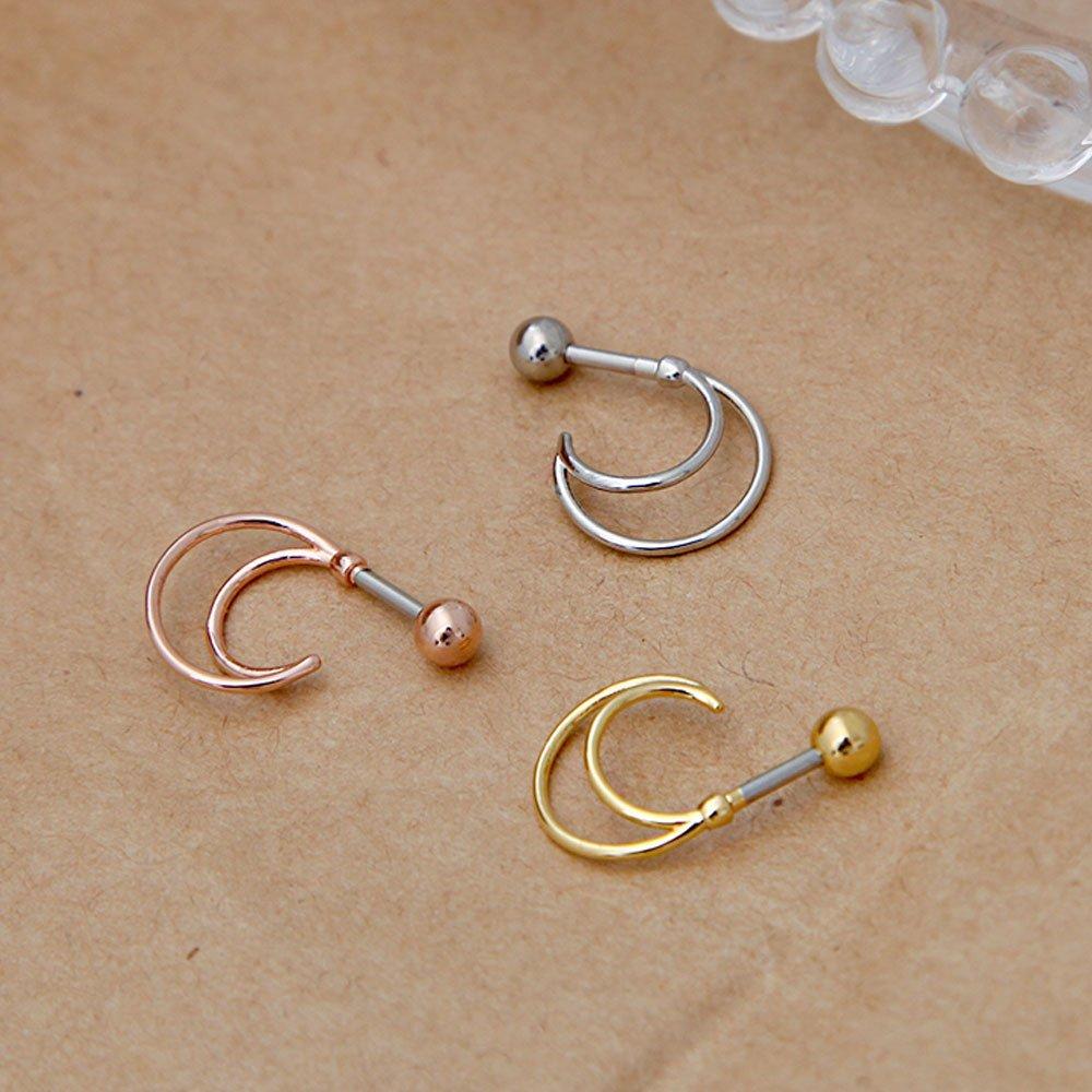 [1+1] Fashion Piercing New Moon 3 Types, Choose 1, One Side for Sale