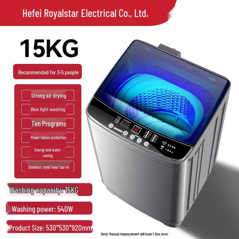 10kg Fully Automatic Washer-Dryer with Compact Pulsator for Households and Rentals