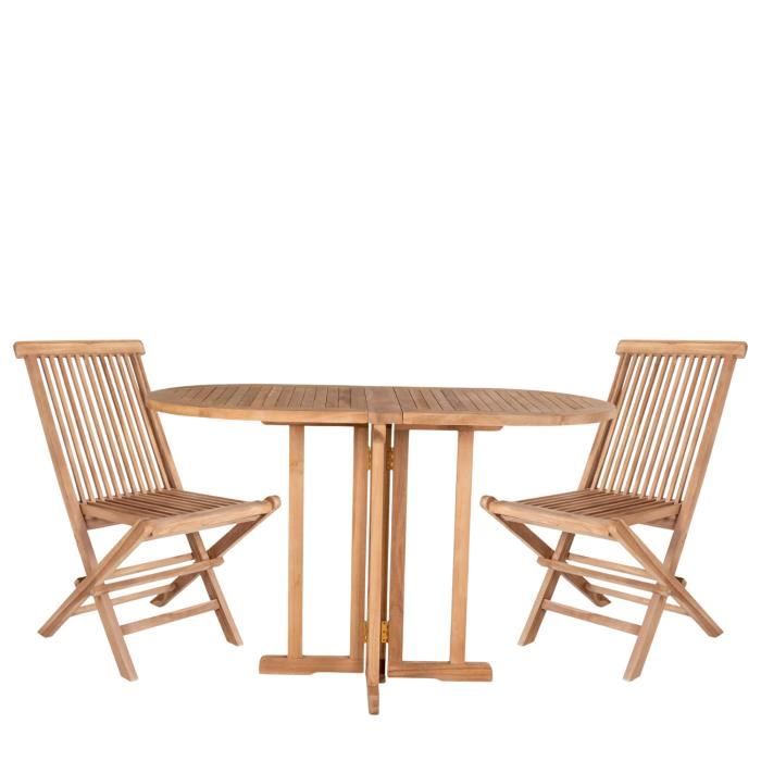 Table de jardin - huelva - 120 cm - bois massif - 2 personnes - résistant aux intempéries