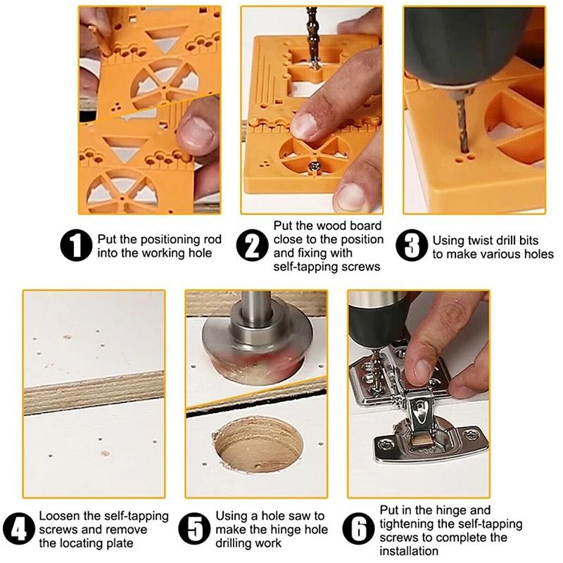 Buy 7Pcs Concealed Hinge Jig Drill Guide Hole Kitchen Door Wood