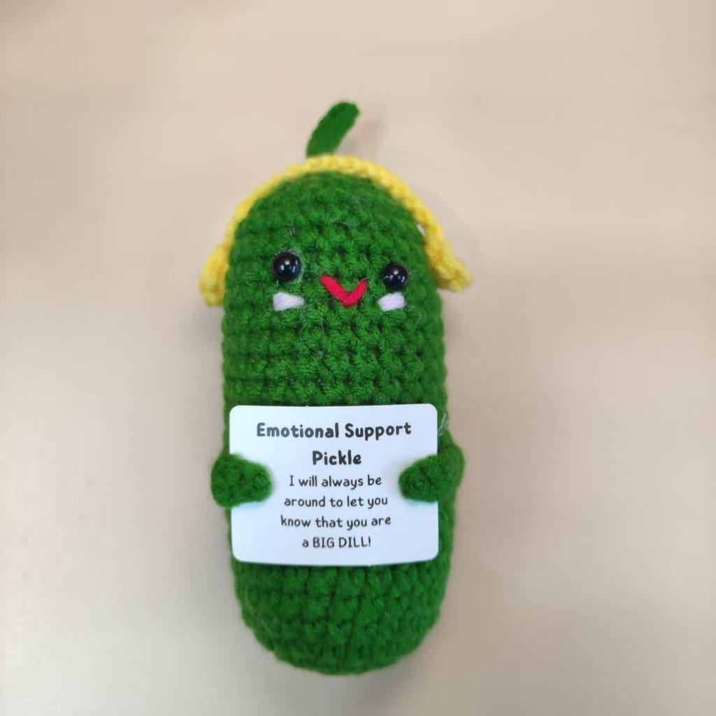 Handmade Crocheted Cucumber Doll Keychain: Emotional Support & Positive Energy Decor Gift