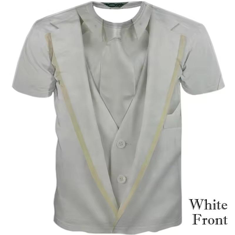 3D Print Funny Fake Suit Men's T-shirt Luxury Designer High Quality Personality Short Sleeve T Shirt Street Casual Oversized Tee