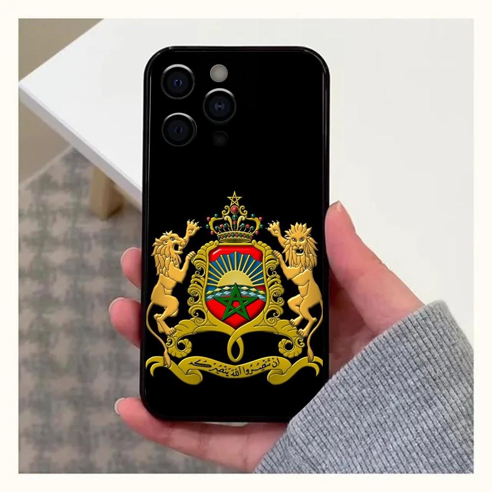 Morocco Flag Phone Case For Apple iPhone 15,14,13,12,11,Pro,X,XS,Max,XR,Plus,Mini Soft Black Cover