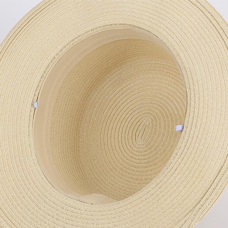 Summer beach trip sun hat for women with a high-end feel, straw woven large brim sun hat, French flat top grass hat