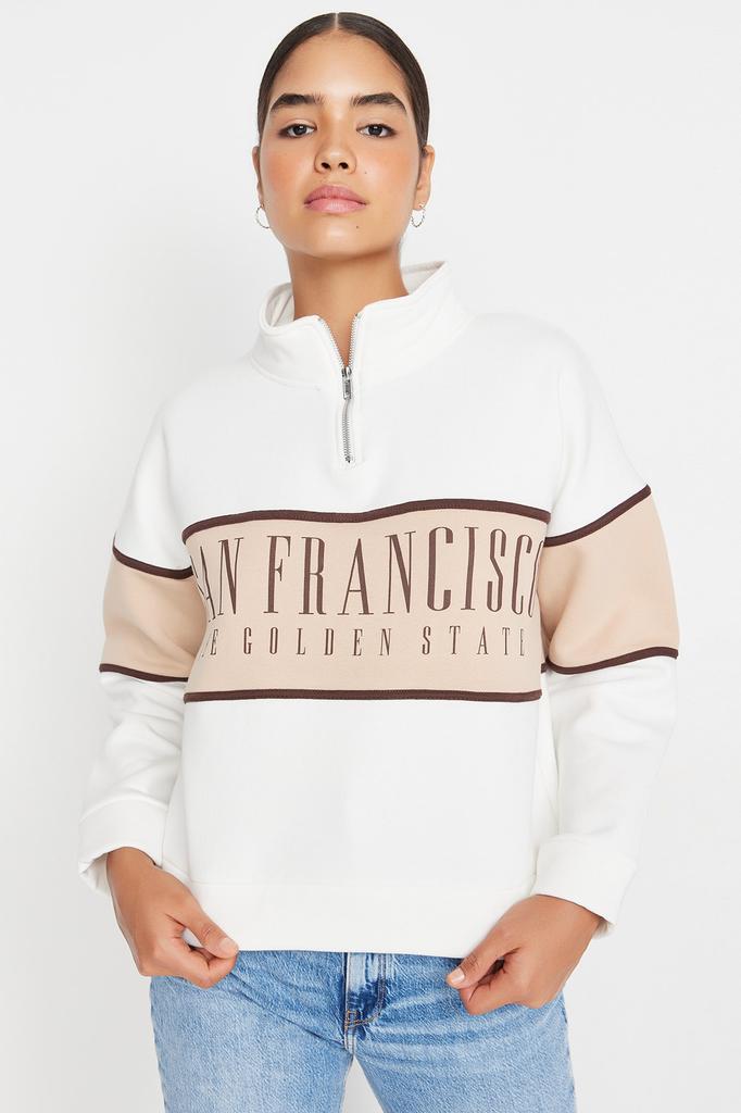 Women's Fashionable Stylish Sweatshirt Navy Blue Basic Printed Thick Inside Fleece Knitted Sweatshirt