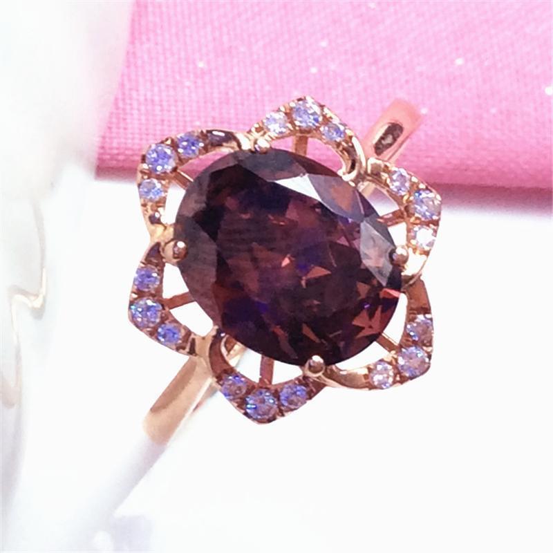 Russian Purple Gold Smoke Purple Zircon Lace Ring, Earrings, Pendant, Simple Light Luxury Rose Gold Plated Ring.