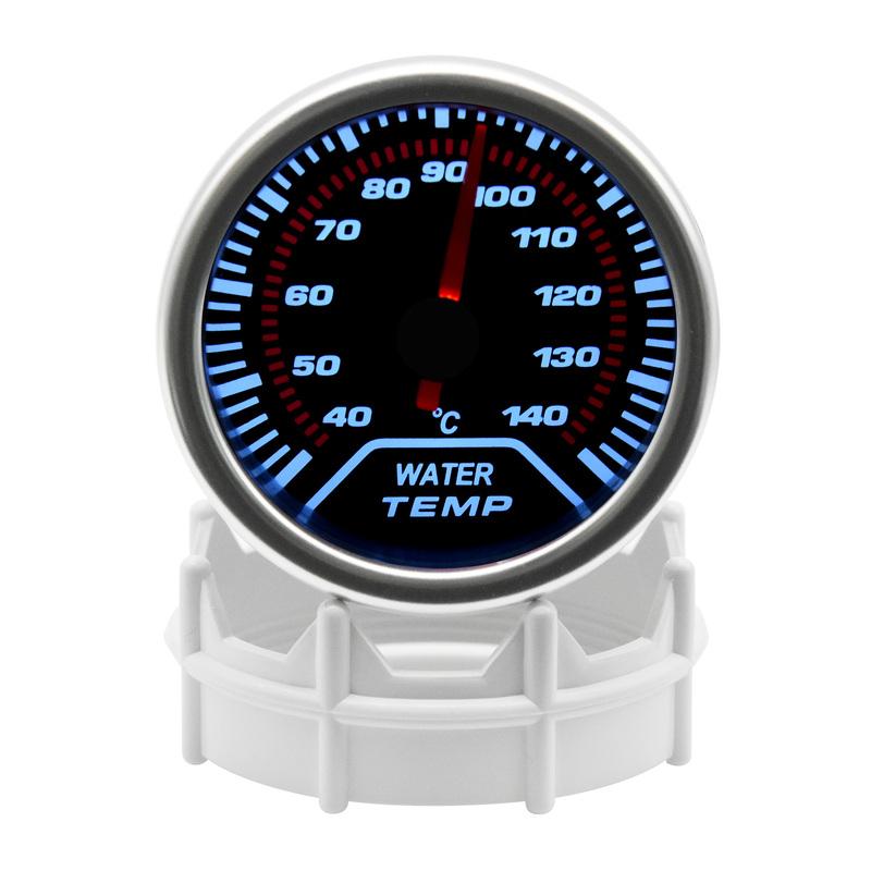 2'' 52mm Car Water Temperature Gauge 40-140 ℃ with Temp Sensor Water Temp Joint Pipe 1/8NPT Sensor Adapter Analog White Led Cas
