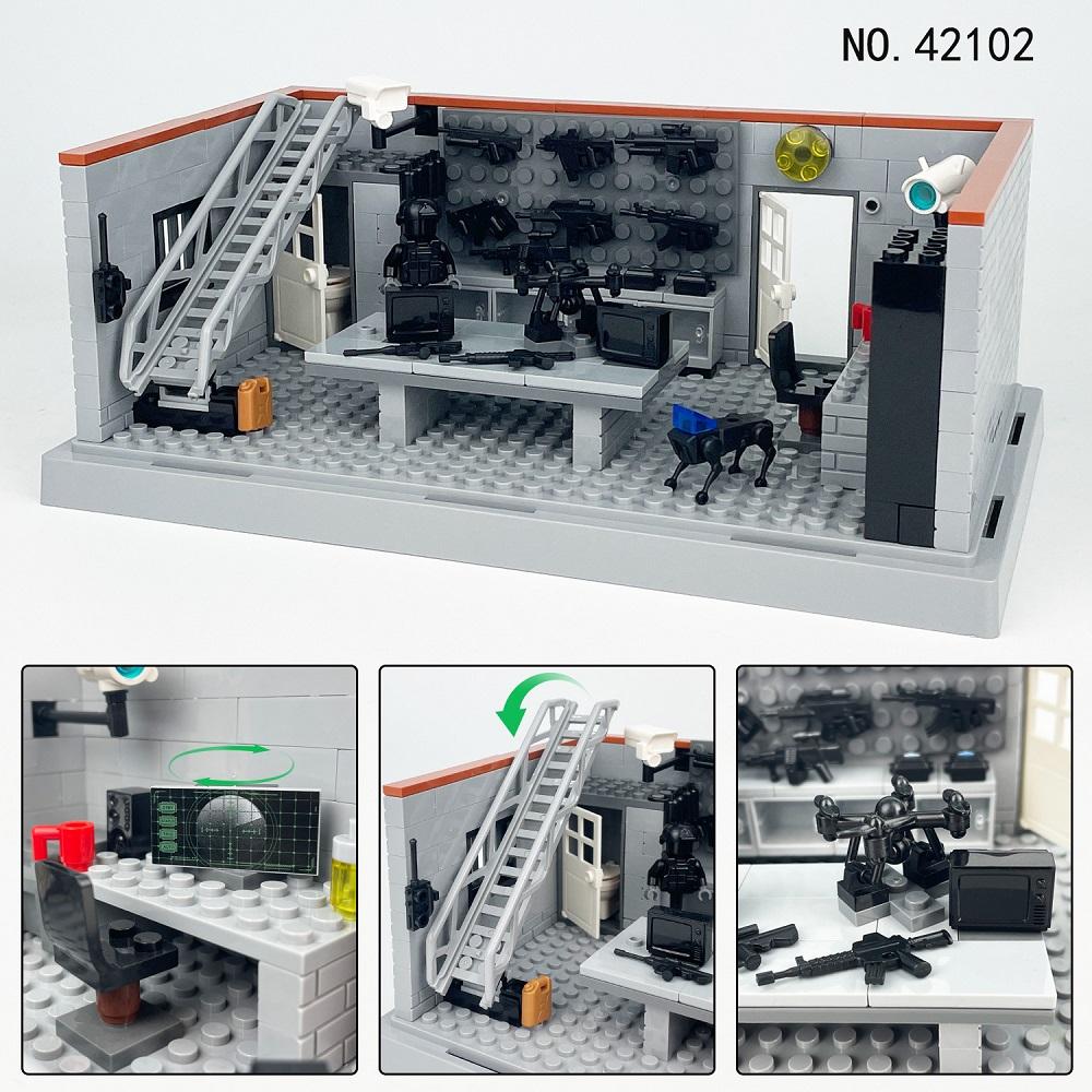 MOC Military Weapons Strategic Firearms Warehouse Army Soldiers Mini Action Figures Block Bricks Accessories Building Block Toys  Playsets Sets