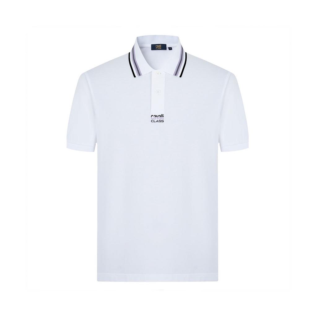 [Contrast Striped Embroidered Logo] Spring and Summer Solid Color Clean and Versatile Men's Polo Shirt with a Collar and Short Sleeves