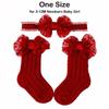 2PCS/Set Lace Bow Baby Headband Socks Solid Color Infant Hair Accessory  3-12M Newborn Baby Girl