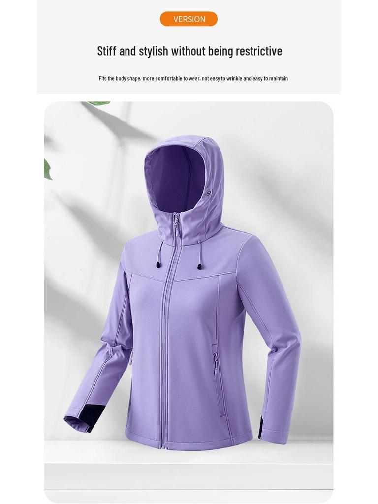 Windproof Waterproof Hooded Softshell Jacket for Outdoor Activities