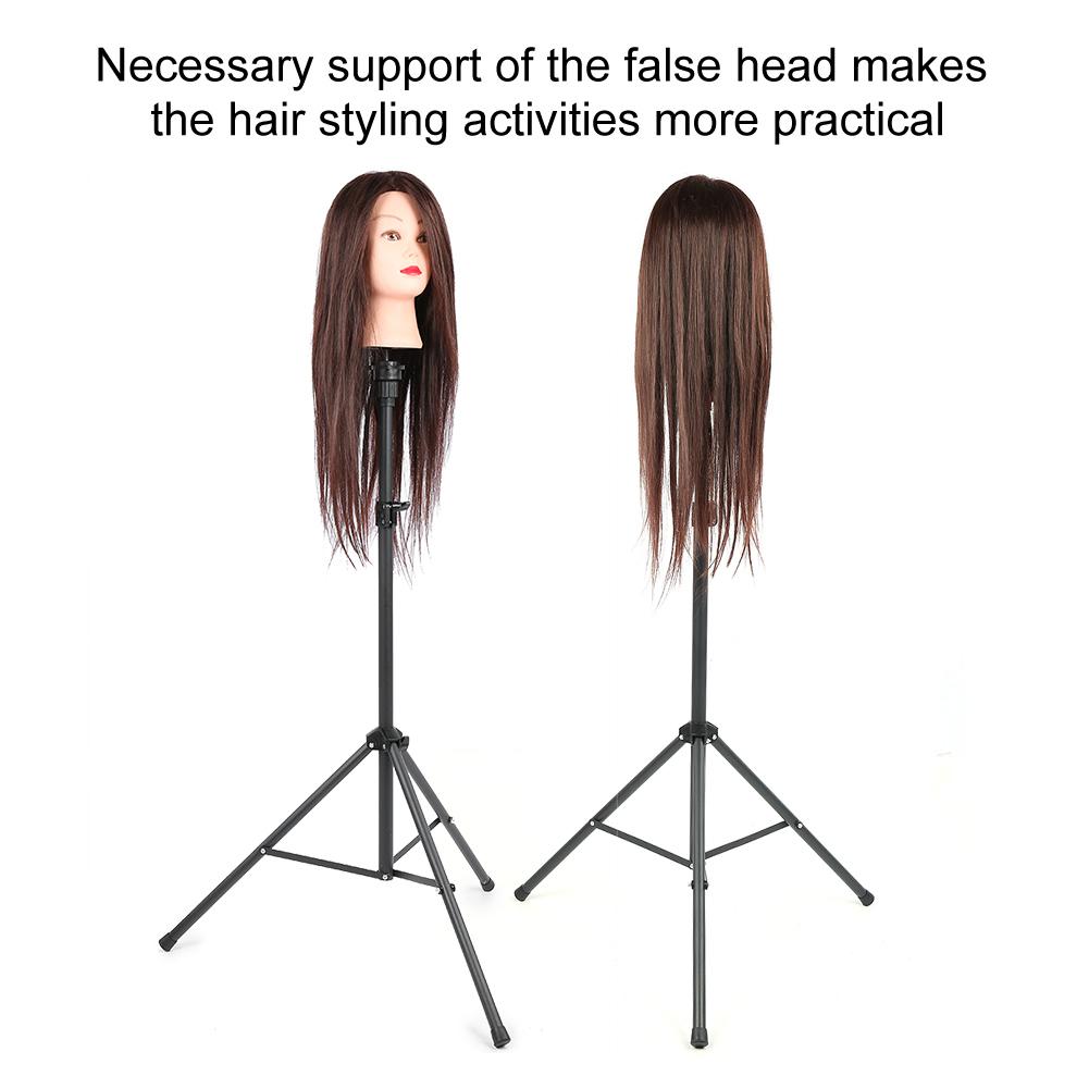Adjustable Matte Thin Tube Hair Wig Stand Model Head Tripod Black for Hairdressing Training