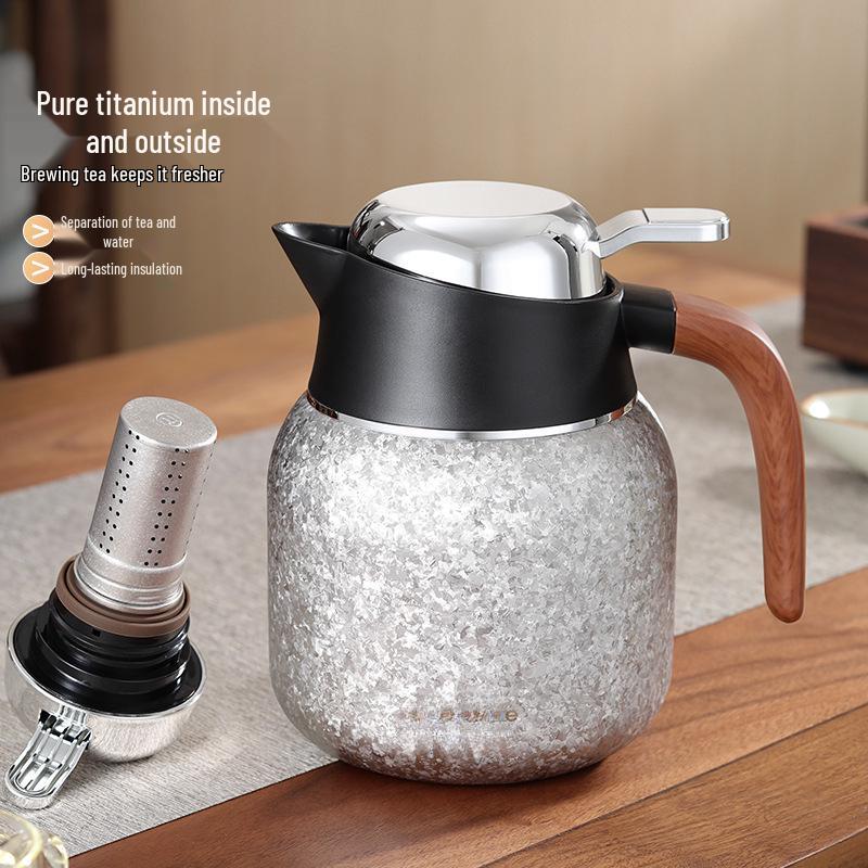 2025 Pure Titanium Stewing Teapot: Portable, Insulated, Tea-Water Separator for Brewing Old White Tea and Pu'er.