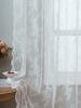 1PC White Romantic Lace Curtain Sheer for Living Room Bedroom Bay Window Rose Floral Design Country Style Window Treatment