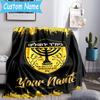 Custom Name Jerusalem Fc Logo Design Flannel Blanket, Use for Birthday/Holiday Gift, Soft Blanket for Sofa/Bed/Camping/Office, Home Decor