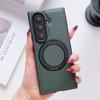 360 Rotating Aluminum Folding Kickstand PU Leather Phone Case for Samsung Galaxy Z Fold 7 6 5 4 Wireless Charging Magnetic Cover
