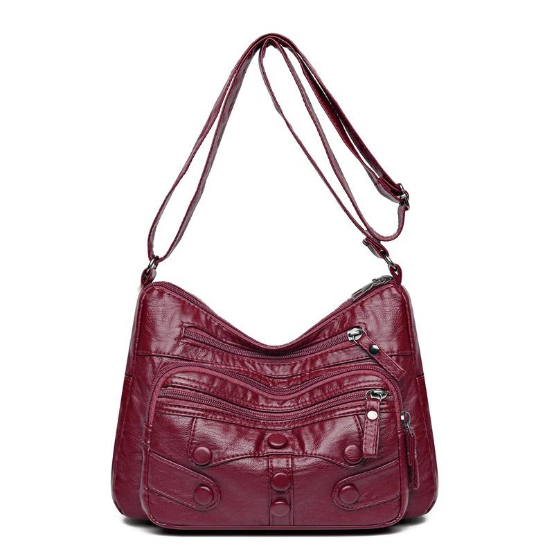 

Женская сумка Сумка через плечо с несколькими карманами Сумка через плечо Mommy Маленькая квадратная сумка темно-красного