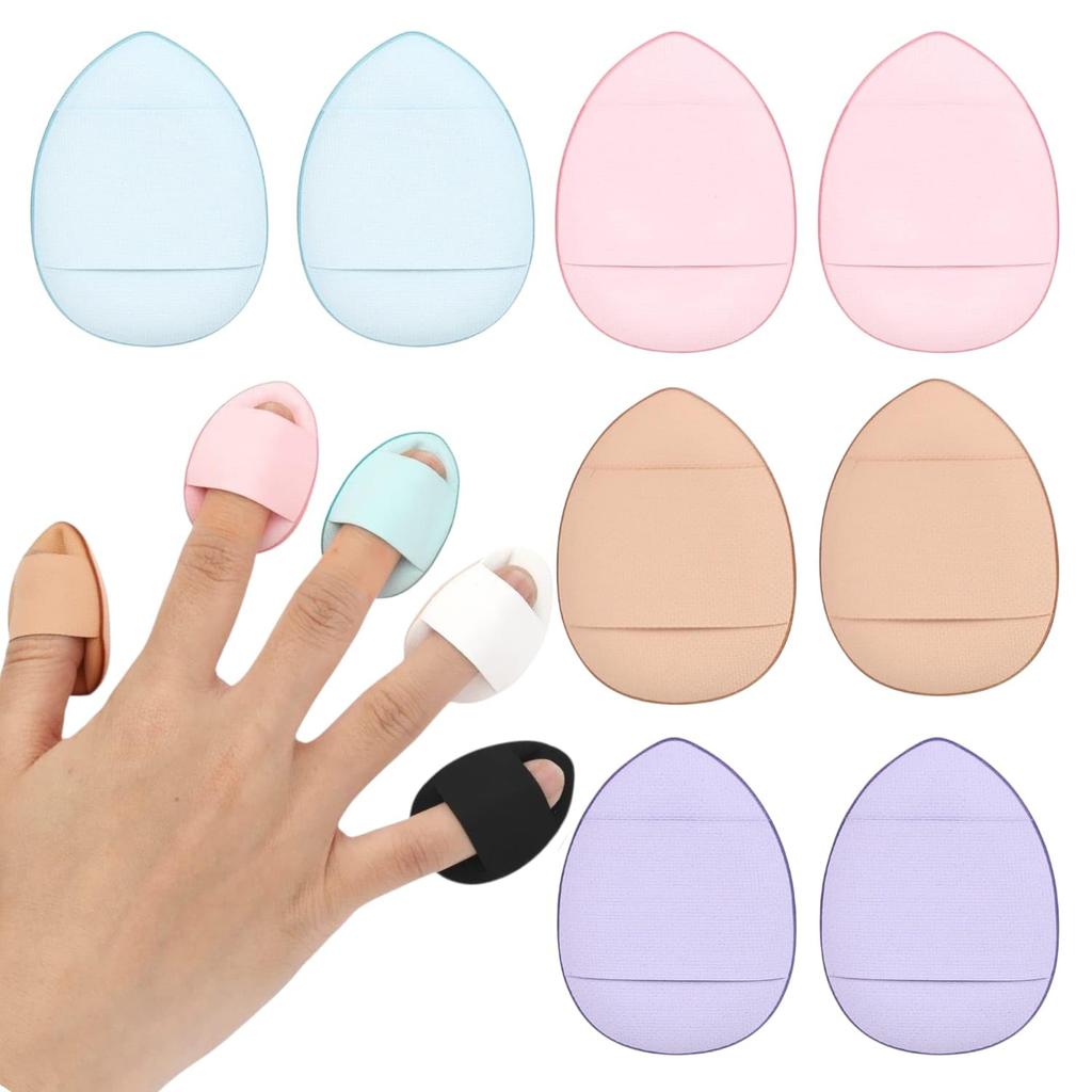 RIANZ 6 Pcs Finger Mini Makeup Puff Sponge Soft Beauty Makeup Blender for Foundation, Face Powder, Under Eye Setting, Concealer, Repair Cream, Co