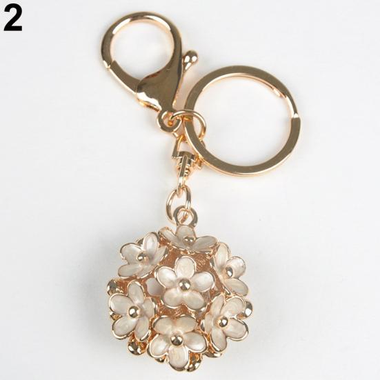 Cute Women Alloy Hollow Daisy Flower Double Sides Couple Car Keychain Keyring