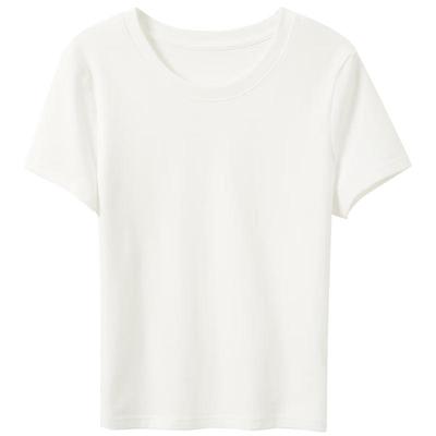 Sancai Women's Solid Round Neck Short Sleeve T-Shirt