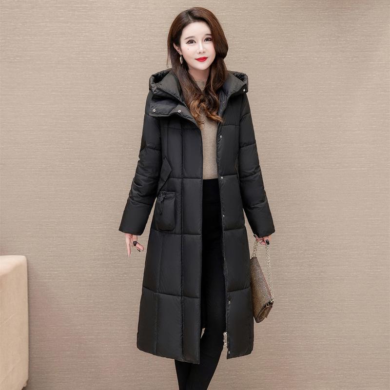 Long Hooded Down Cotton Coat for Women In Winter 2025 New Korean Loose Thick Warm Temperament Coat