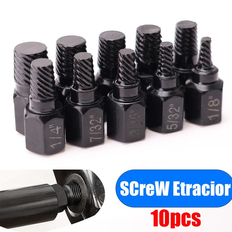 10Pcs Multi-Spline Hex Shank Screw Extractor Set Broken Bolt Remover Damaged Screw Extractor Tool Kit
