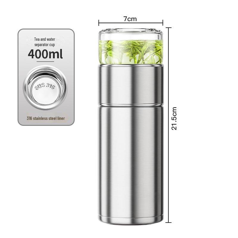"Portable 316 Stainless Steel Tea Separator Thermos Cup - Unisex Design, Ideal for Tea Brewing and Gifting."