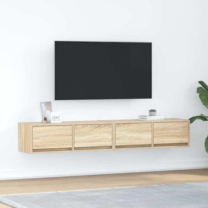 VidaXL Meubles TV 2 pcs chêne sonoma 80x31x25,5 cm bois d'ingénierie, banc TV, meuble hifi, centre de divertissement, buffet 861513