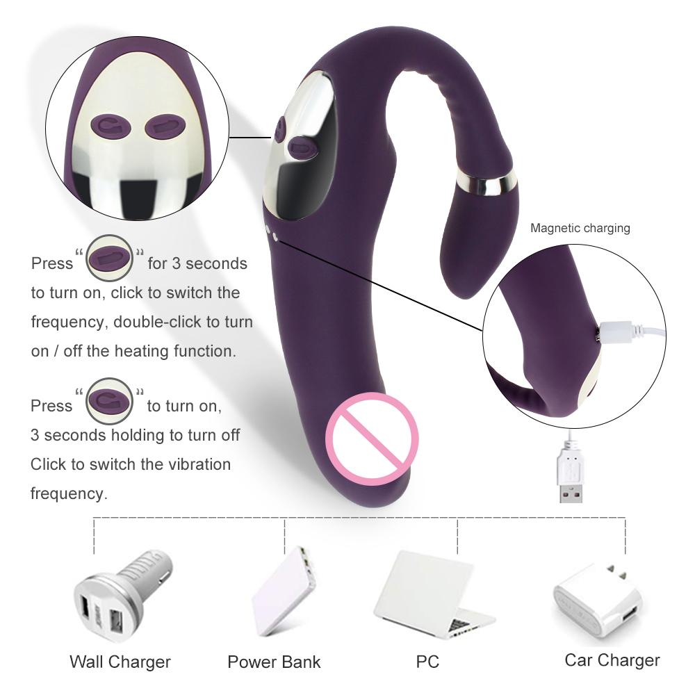 Sex Vibrator G-spot Simulate Soft Double-Head Vibrate Sex Toys for Women Clitoris Massager Rechargeble C-shape for Couple Fun