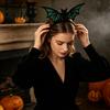 Non Slip Velvet Headband Halloween Bat Headband, Felt Glitter Hairband Versatile Festival Hair Ornament for Costume, Masquerade Party Prop Garden Tour