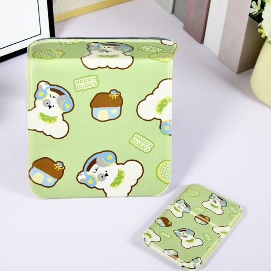 Cartoon Puppy Folding Makeup Mirror Portable Travel Home Bedroom Desk Vanity Mirror High Clarity Men Women Pocket Cosmetic Mirror